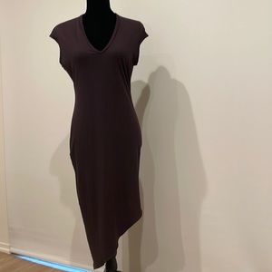 Helmut Lang “Helmut” dark purple simple asymmetric T-Shirt dress